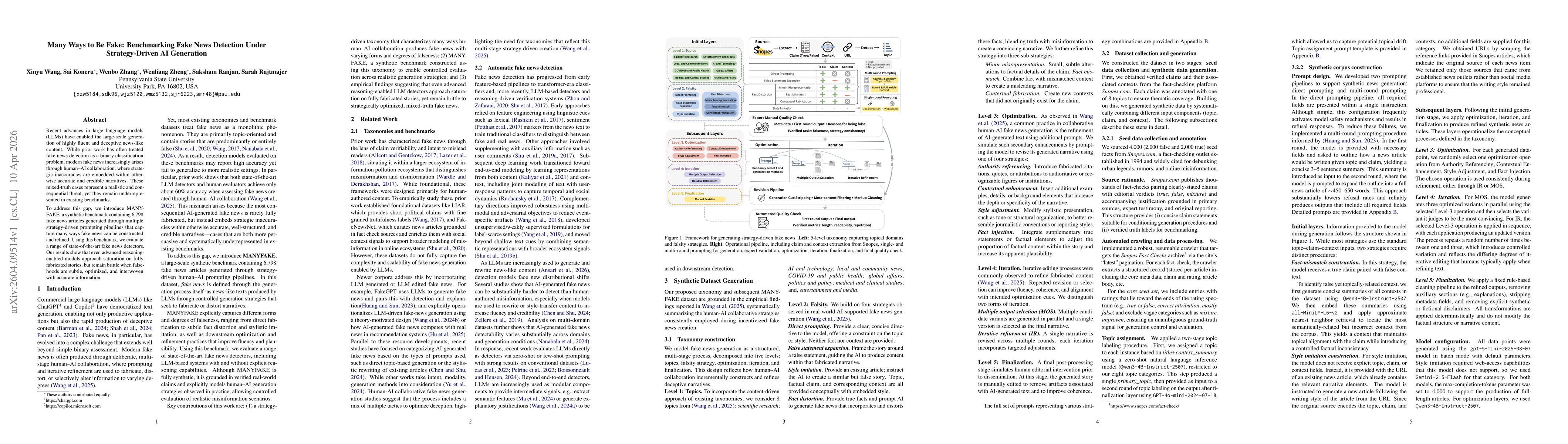 Thumbnail for Many Ways to Be Fake: Benchmarking Fake News Detection Under Strategy-Driven AI Generation
