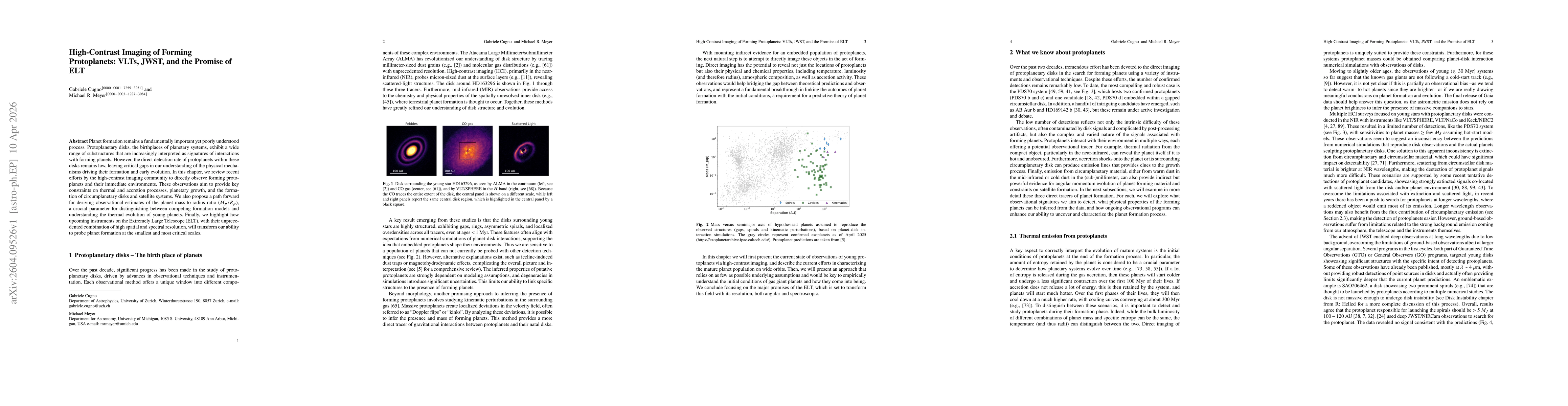 Thumbnail for High-Contrast Imaging of Forming Protoplanets: VLTs, JWST, and the Promise of ELT
