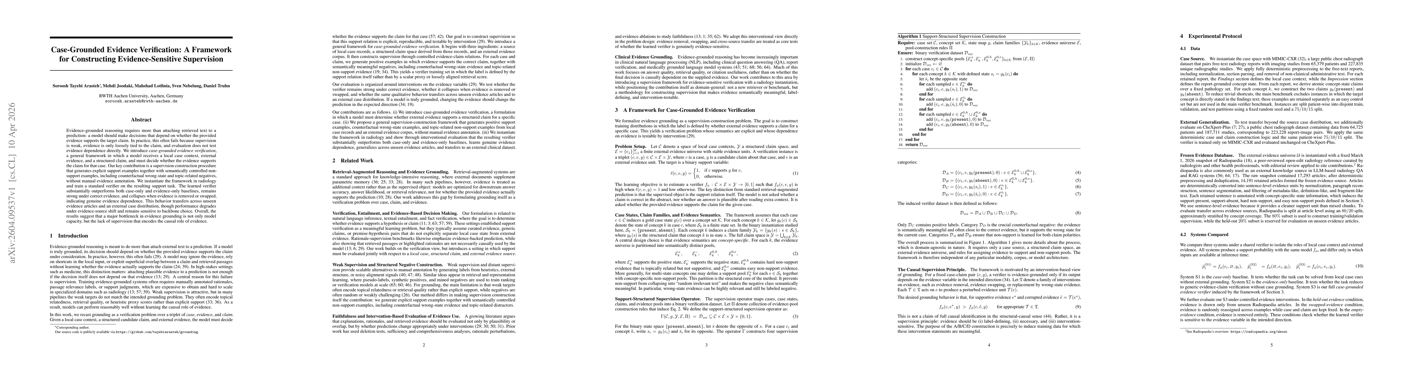Thumbnail for Case-Grounded Evidence Verification: A Framework for Constructing Evidence-Sensitive Supervision