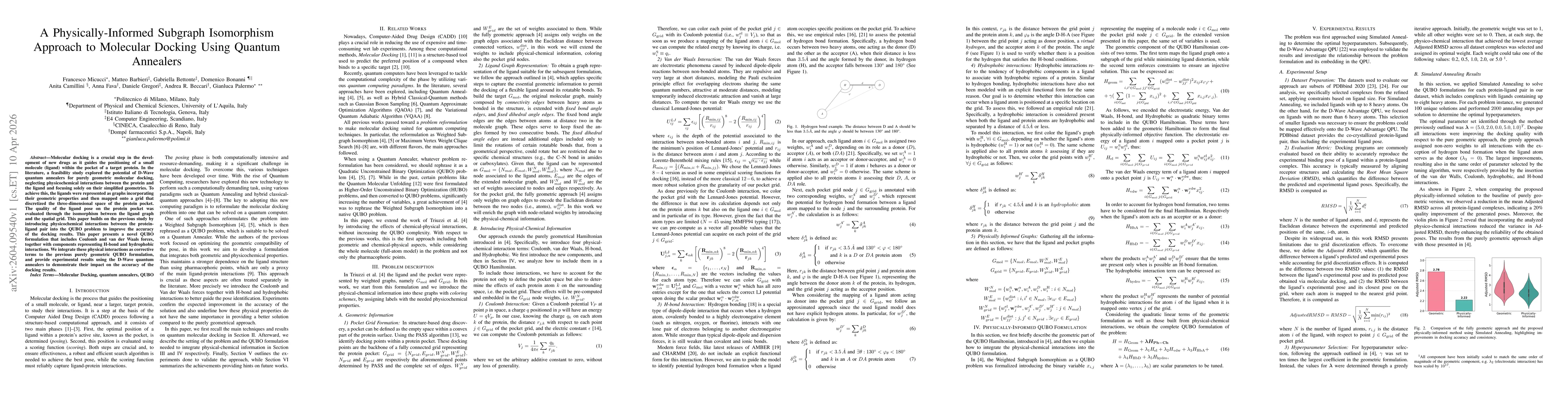 Thumbnail for A Physically-Informed Subgraph Isomorphism Approach to Molecular Docking Using Quantum Annealers
