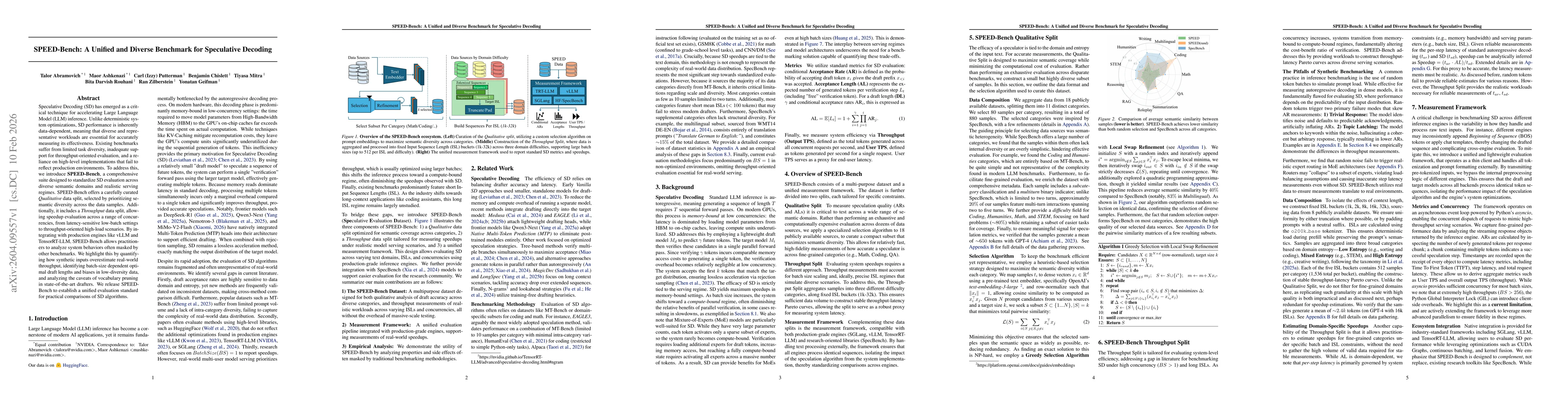 Thumbnail for SPEED-Bench: A Unified and Diverse Benchmark for Speculative Decoding