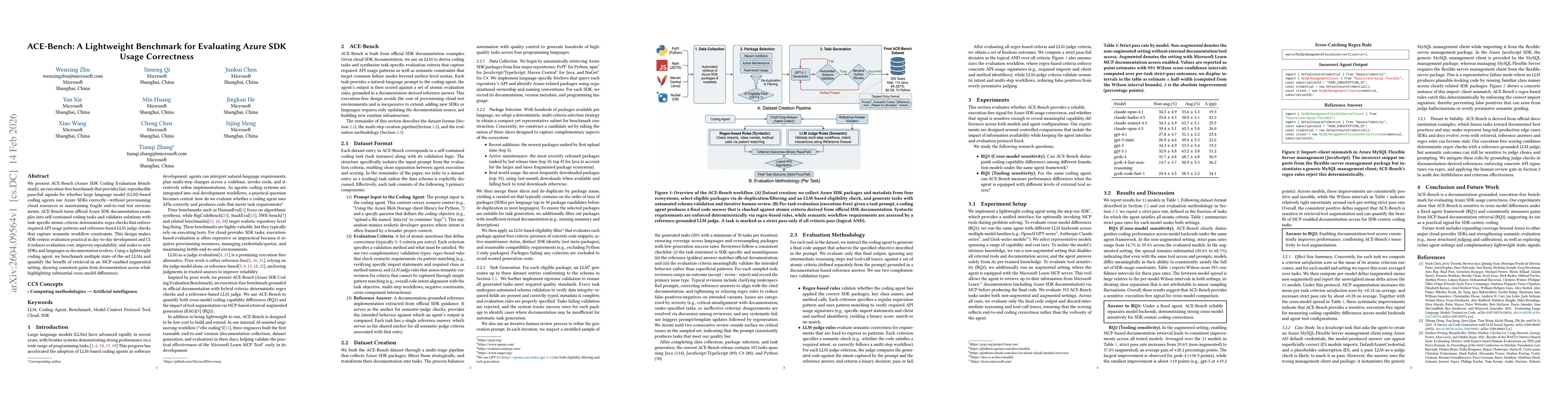 Thumbnail for ACE-Bench: A Lightweight Benchmark for Evaluating Azure SDK Usage Correctness