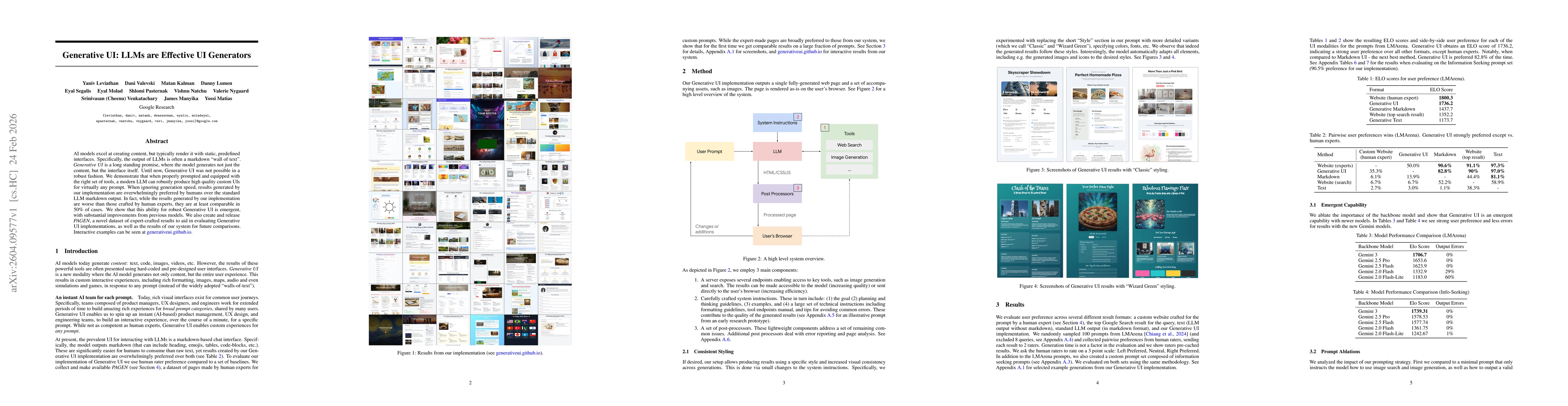 Thumbnail for Generative UI: LLMs are Effective UI Generators