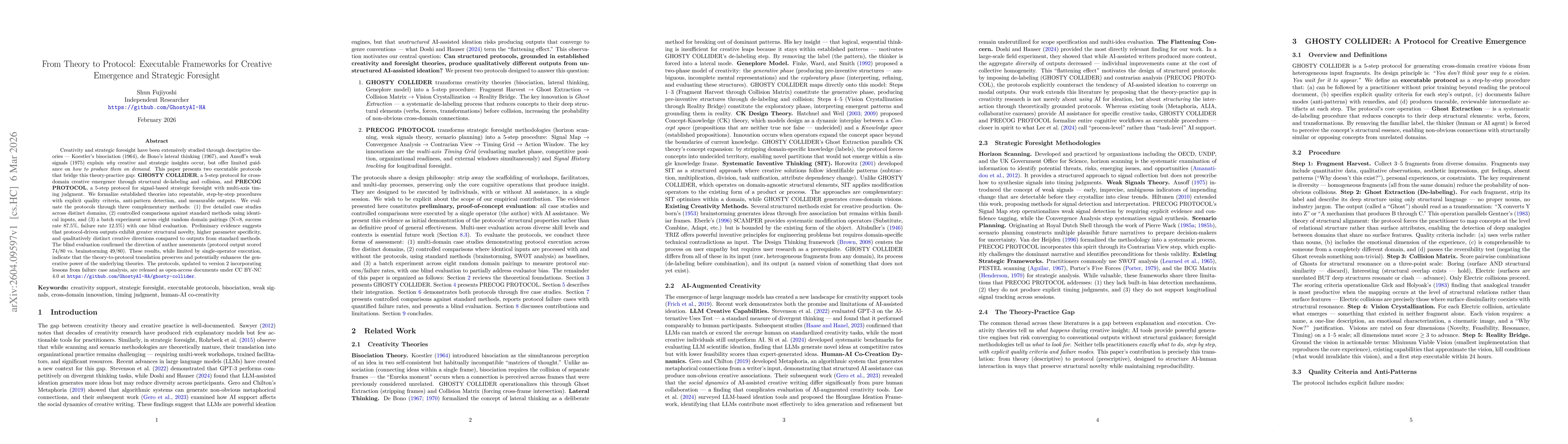 Thumbnail for From Theory to Protocol: Executable Frameworks for Creative Emergence and Strategic Foresight