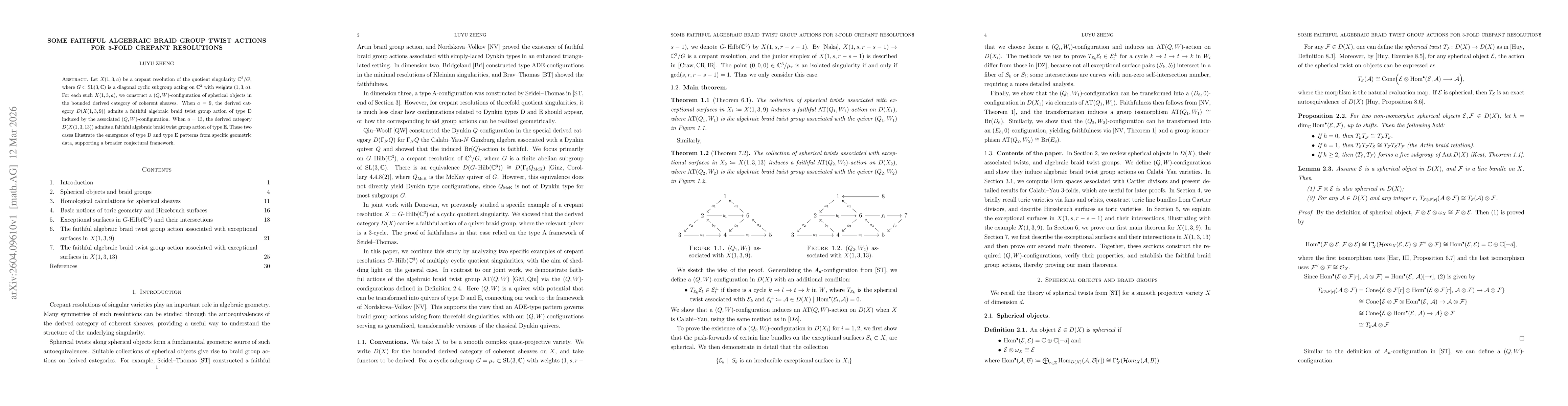 Thumbnail for Some faithful algebraic braid twist group actions for 3-fold crepant resolutions