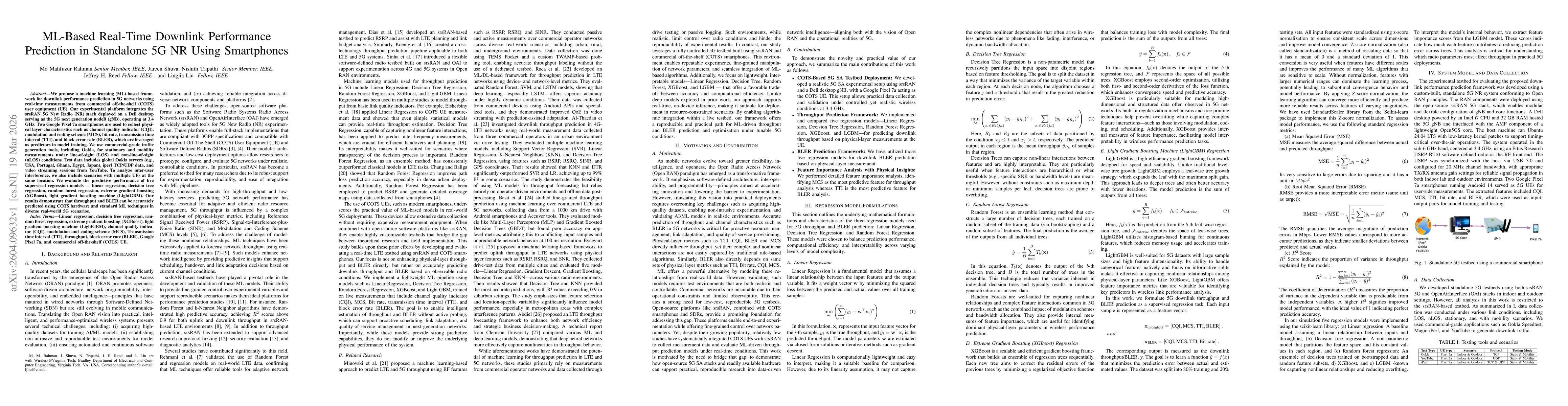 Thumbnail for ML-Based Real-Time Downlink Performance Prediction in Standalone 5G NR Using Smartphones