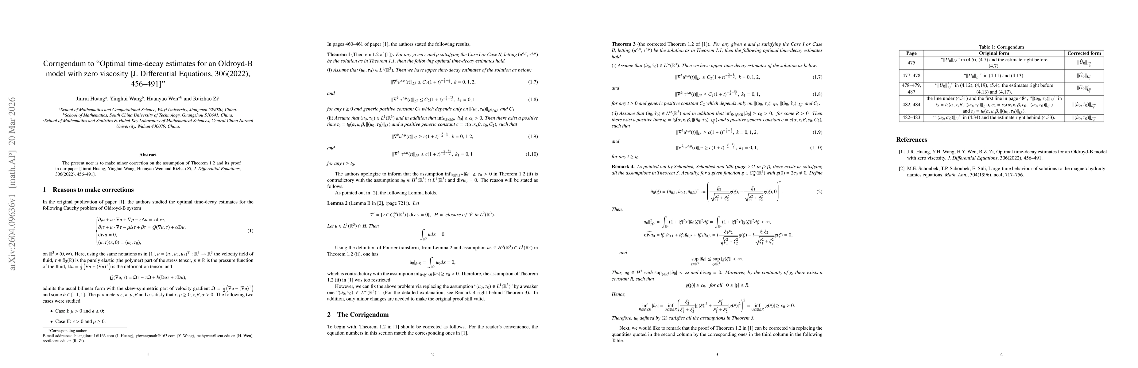 Thumbnail for Corrigendum to "Optimal time-decay estimates for an Oldroyd-B model with zero viscosity [J. Differential Equations, 306(2022), 456--491]"
