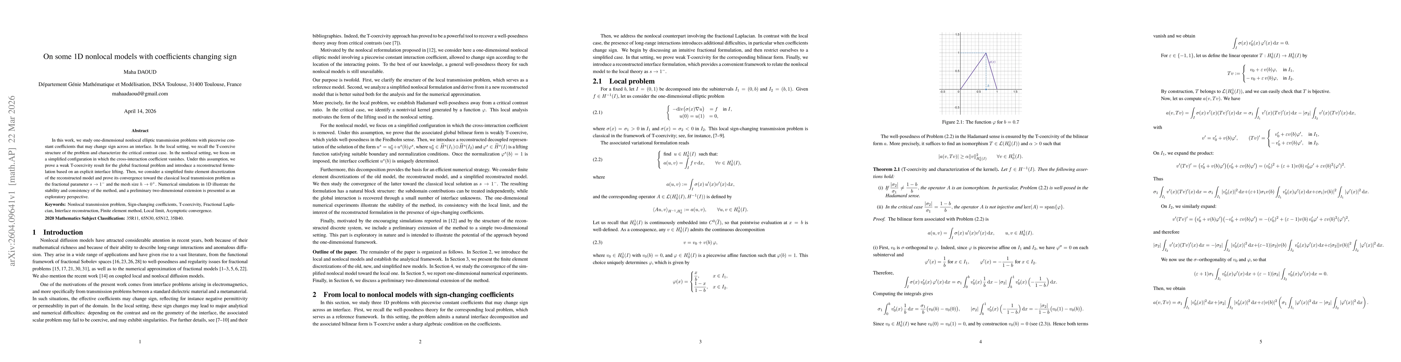 Thumbnail for On some 1D nonlocal models with coefficients changing sign