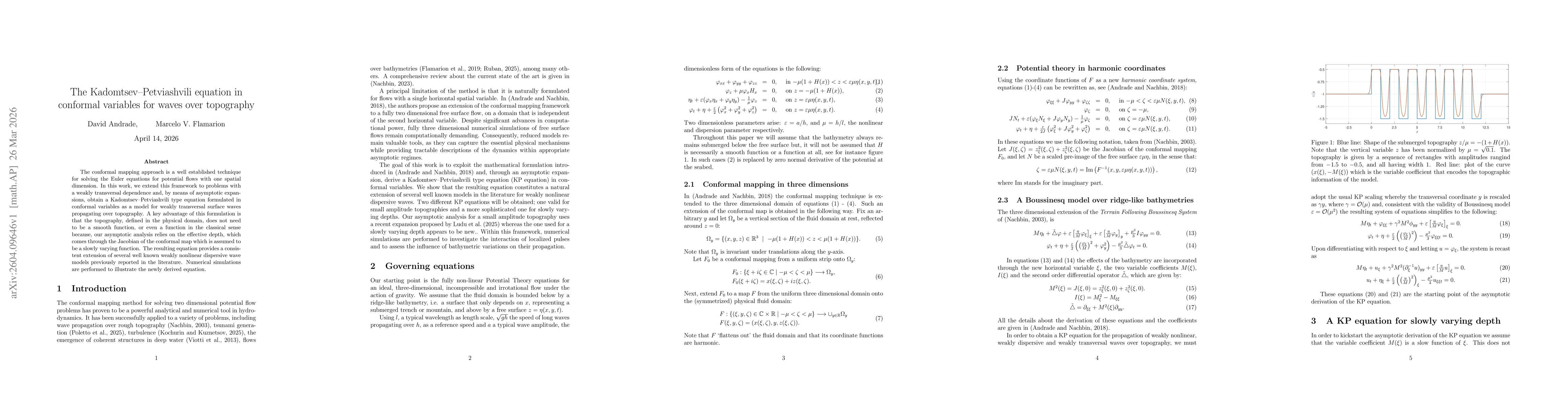 Thumbnail for The Kadomtsev-Petviashvili equation in conformal variables for waves over topography