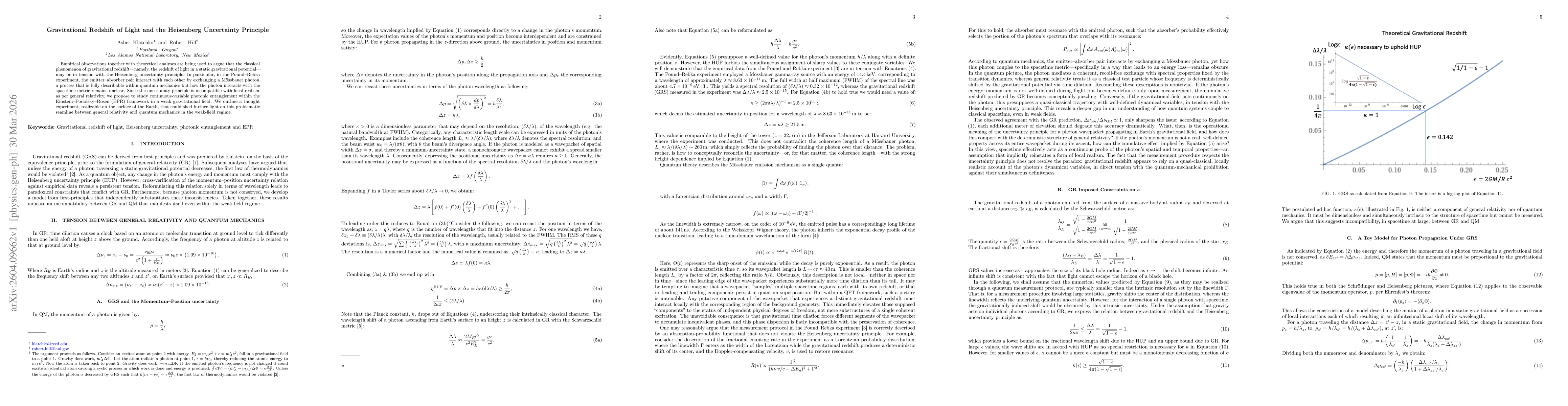 Thumbnail for Gravitational Redshift of Light and the Heisenberg Uncertainty Principle