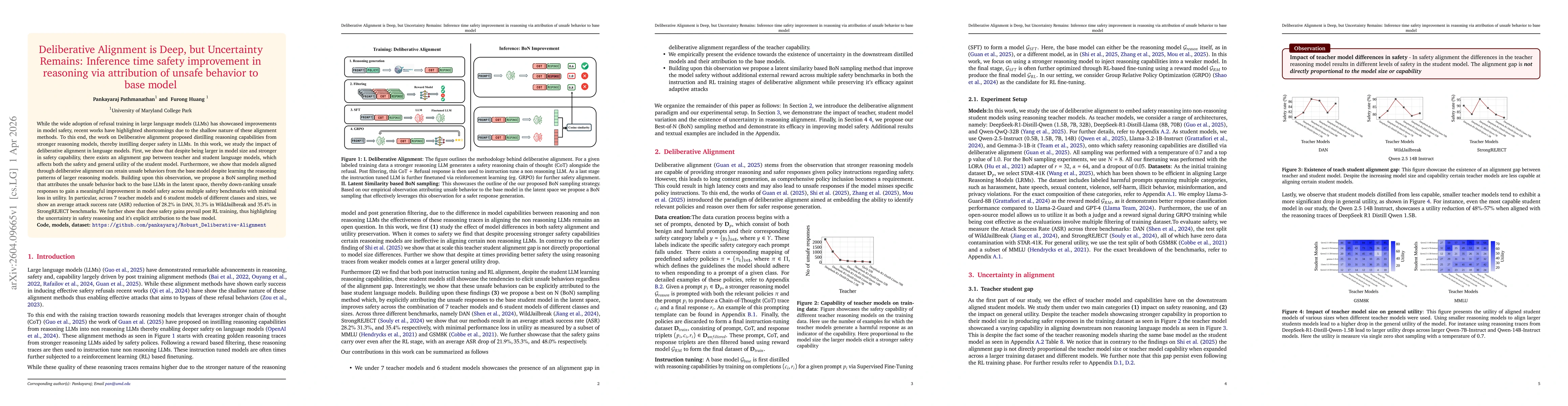 Thumbnail for Deliberative Alignment is Deep, but Uncertainty Remains: Inference time safety improvement in reasoning via attribution of unsafe behavior to base model