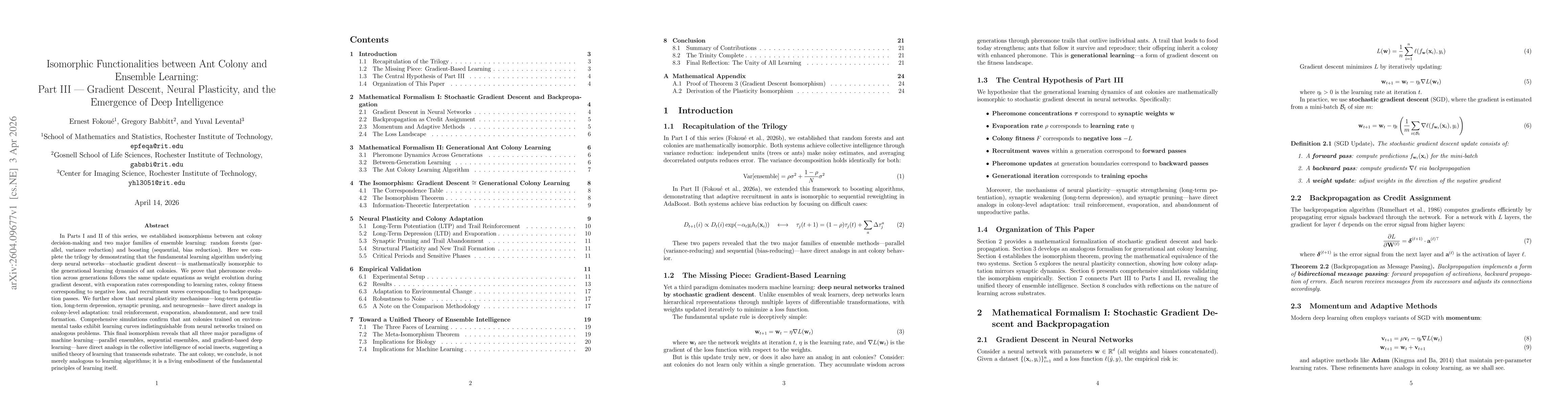 Thumbnail for Isomorphic Functionalities between Ant Colony and Ensemble Learning: Part III -- Gradient Descent, Neural Plasticity, and the Emergence of Deep Intelligence
