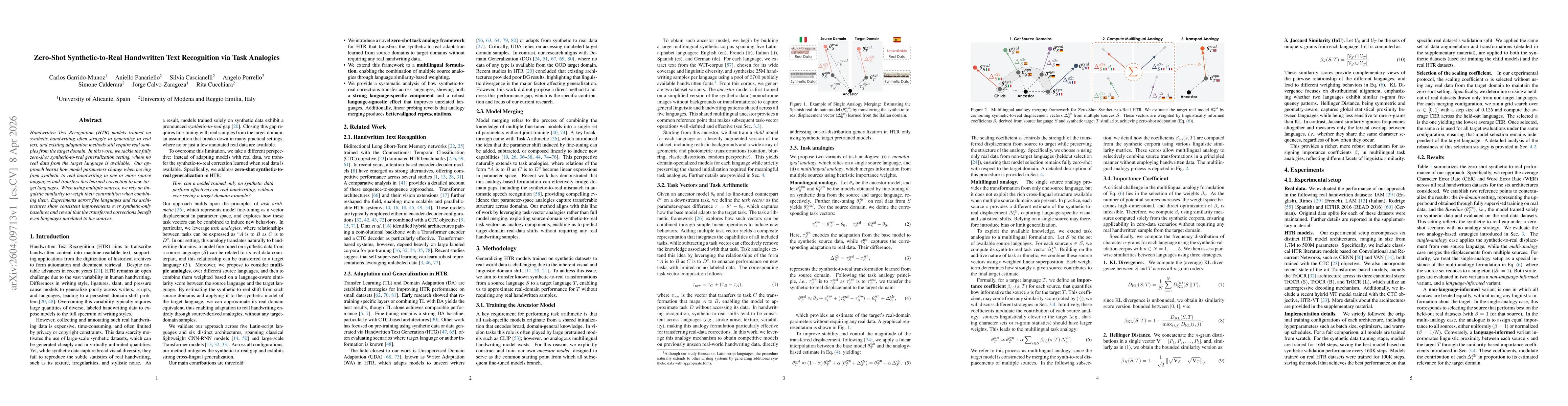 Thumbnail for Zero-Shot Synthetic-to-Real Handwritten Text Recognition via Task Analogies