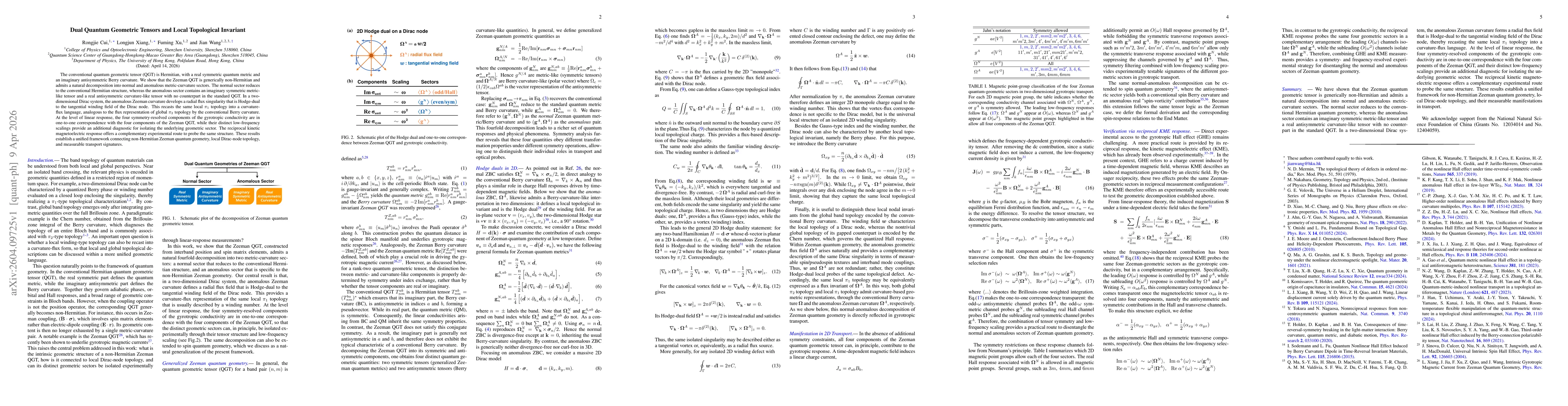 Thumbnail for Dual Quantum Geometric Tensors and Local Topological Invariant