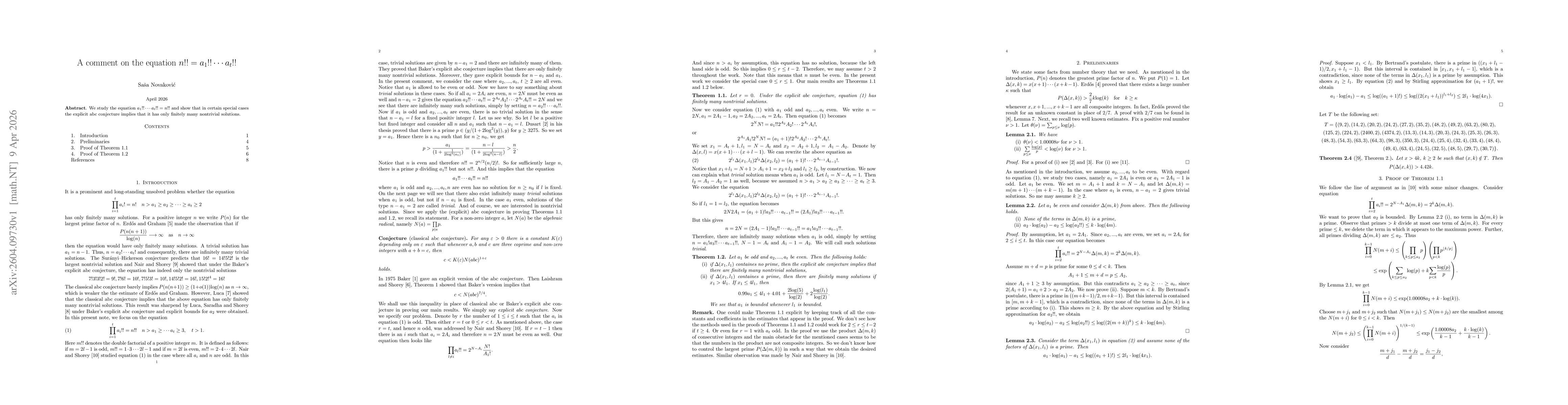 Thumbnail for A comment on the equation $n!!=a_1!!\cdots a_t!!$