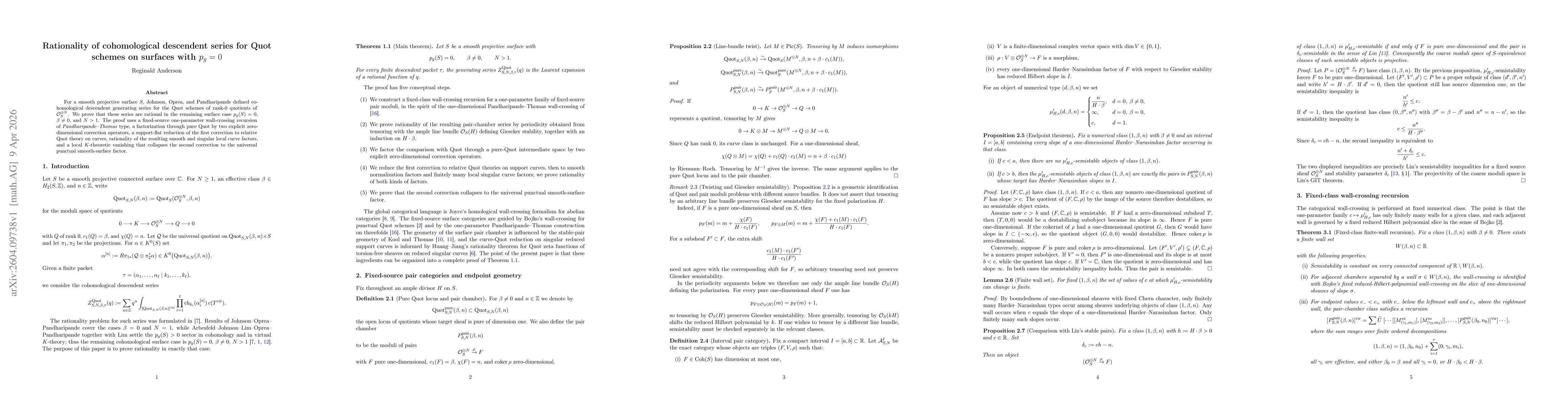 Thumbnail for Rationality of cohomological descendent series for Quot schemes on surfaces with $p_g=0$