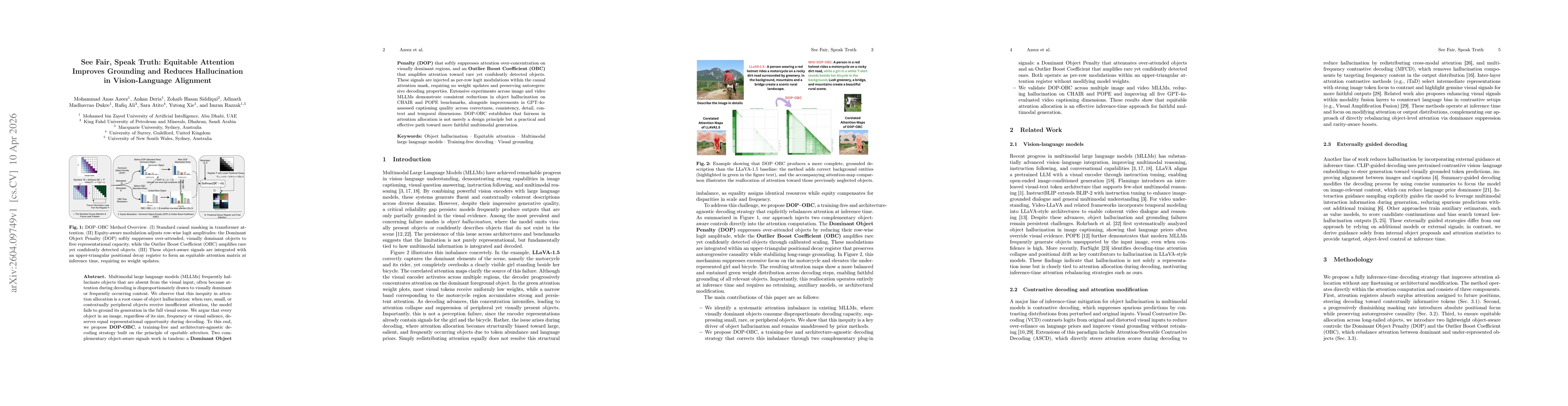 Thumbnail for See Fair, Speak Truth: Equitable Attention Improves Grounding and Reduces Hallucination in Vision-Language Alignment