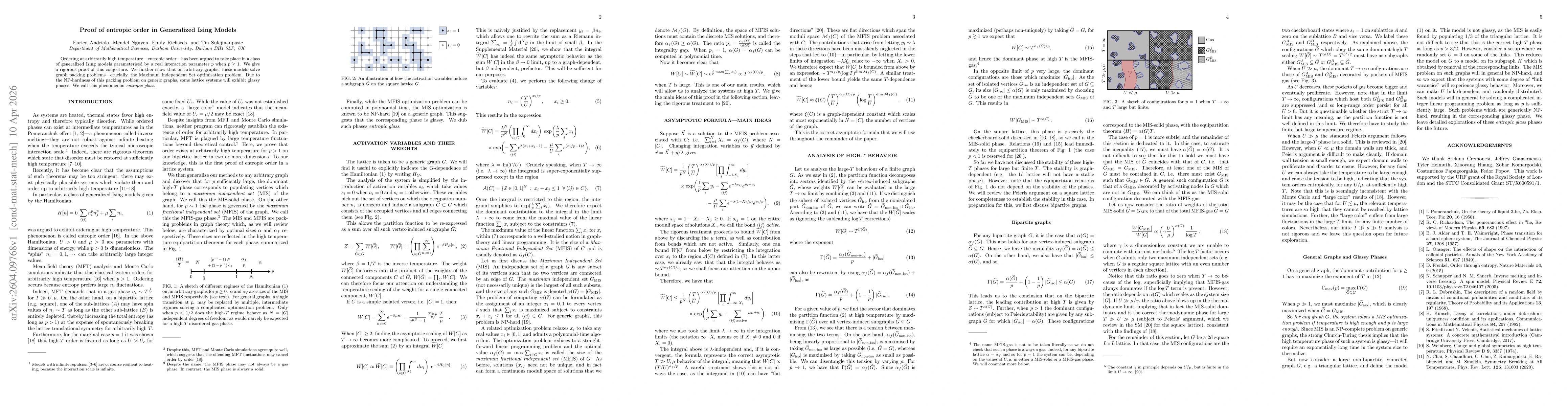 Thumbnail for Proof of entropic order in Generalized Ising Models