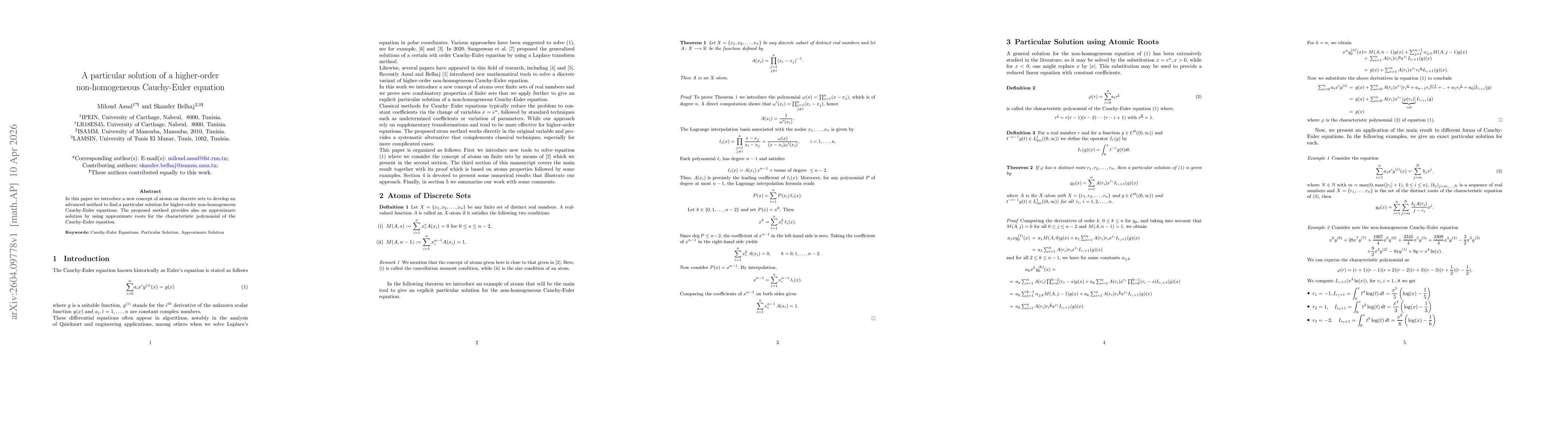 Thumbnail for A particular solution of a higher-order non-homogeneous Cauchy-Euler equation