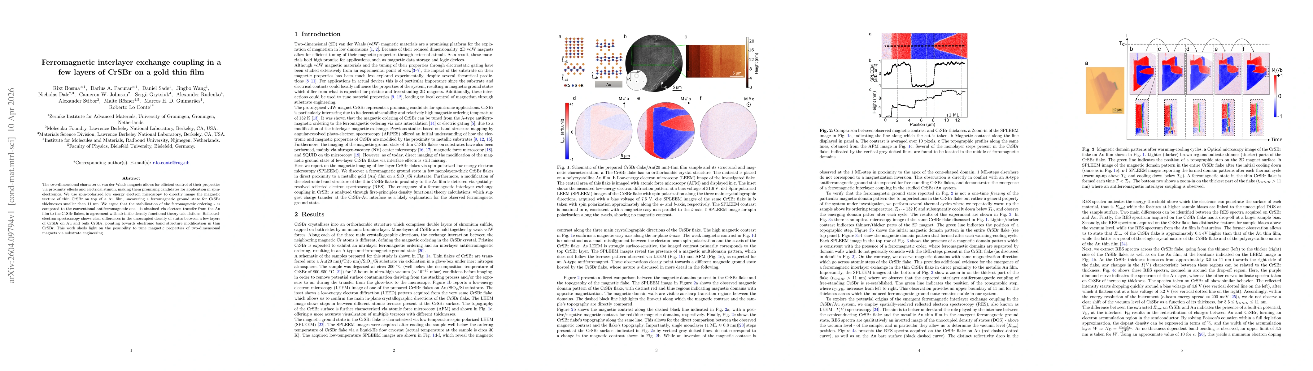Thumbnail for Ferromagnetic interlayer exchange coupling in a few layers of CrSBr on a gold thin film