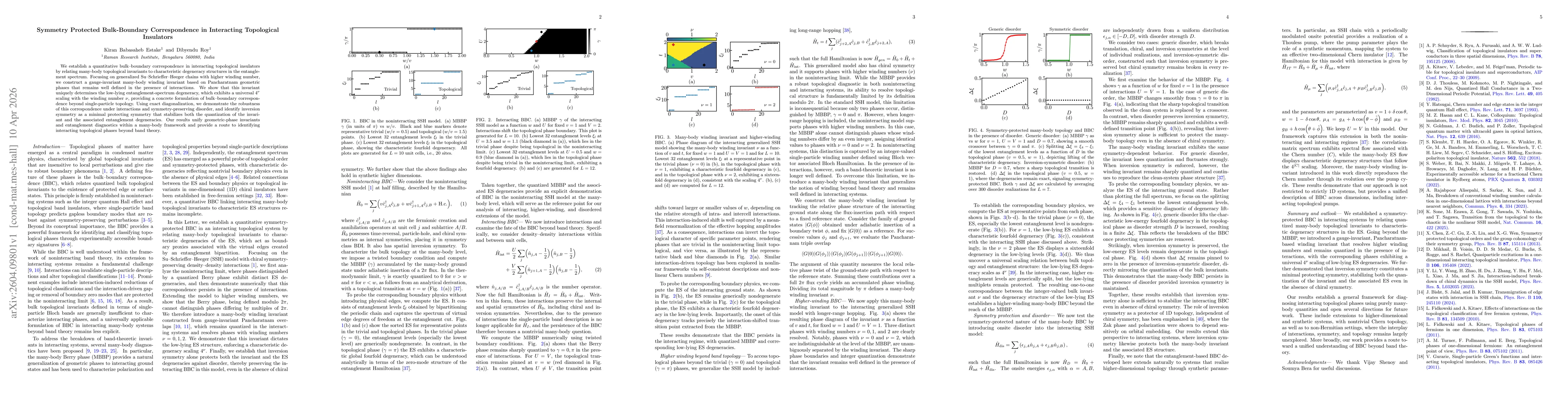 Thumbnail for Symmetry Protected Bulk-Boundary Correspondence in Interacting Topological Insulators
