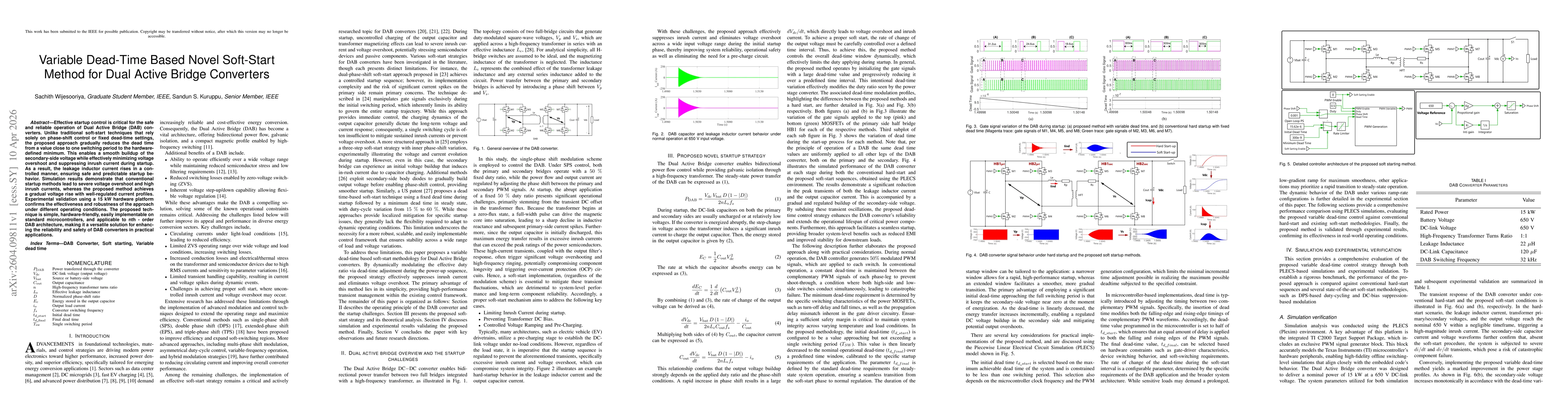 Thumbnail for Variable Dead-Time Based Novel Soft-Start Method for Dual Active Bridge Converters