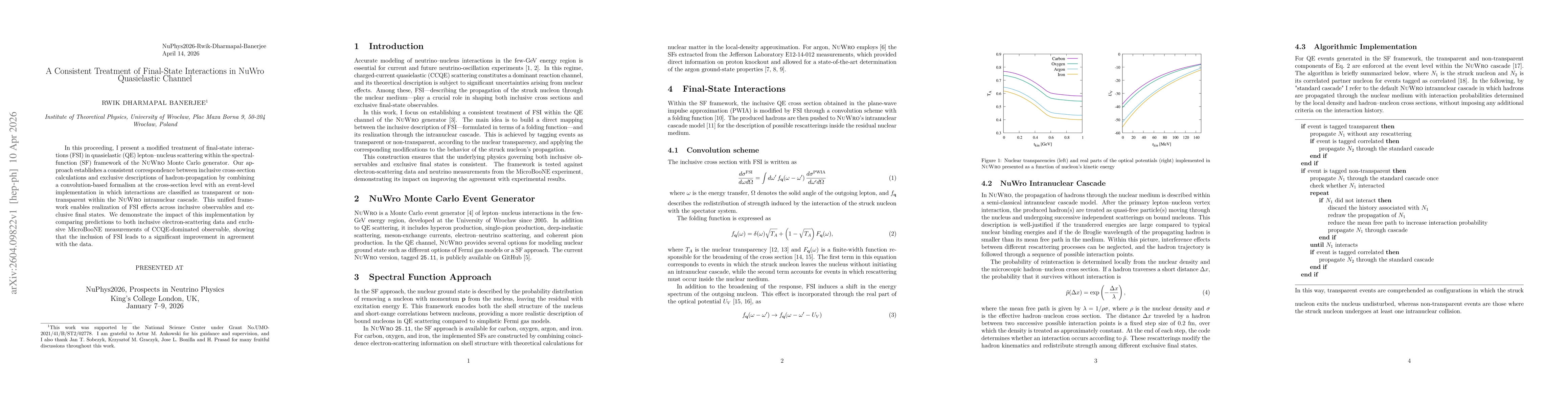 Thumbnail for A Consistent Treatment of Final-State Interactions in NuWro Quasielastic Channel