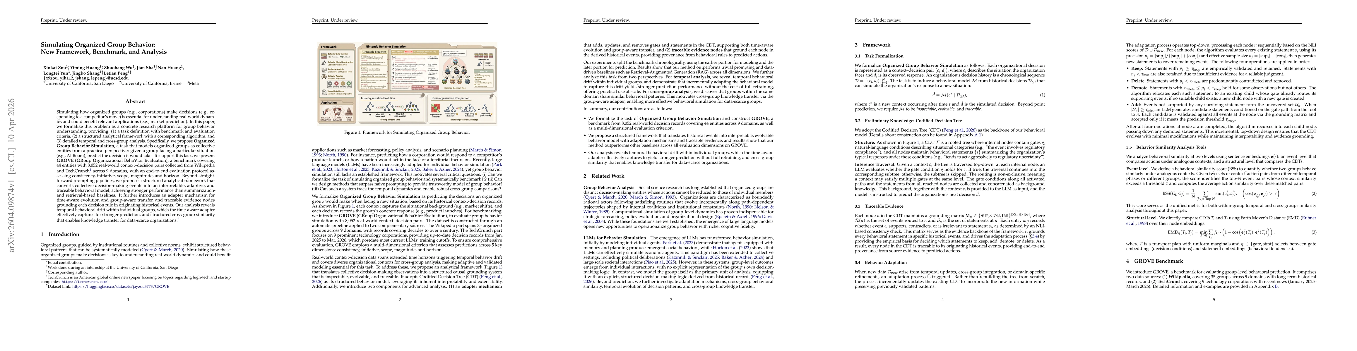 Thumbnail for Simulating Organized Group Behavior: New Framework, Benchmark, and Analysis
