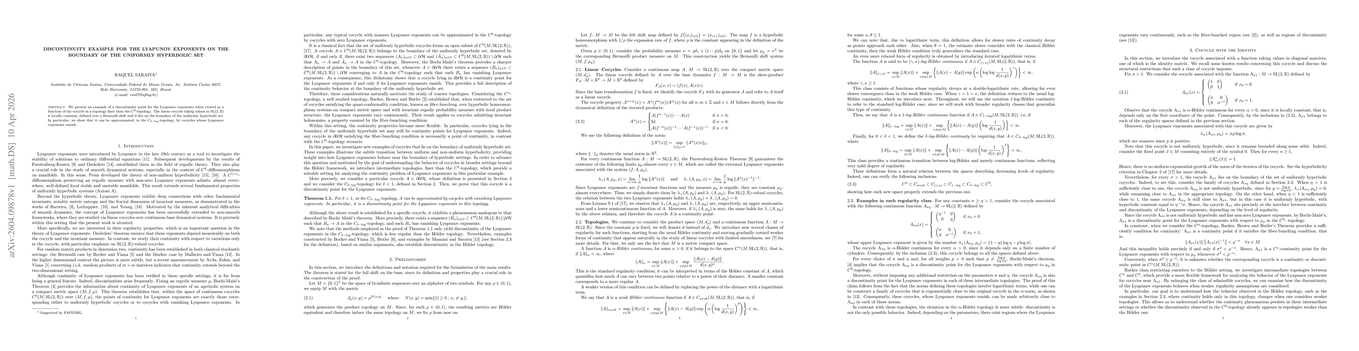 Thumbnail for Discontinuity example for the Lyapunov exponents on the boundary of the uniformly hyperbolic set