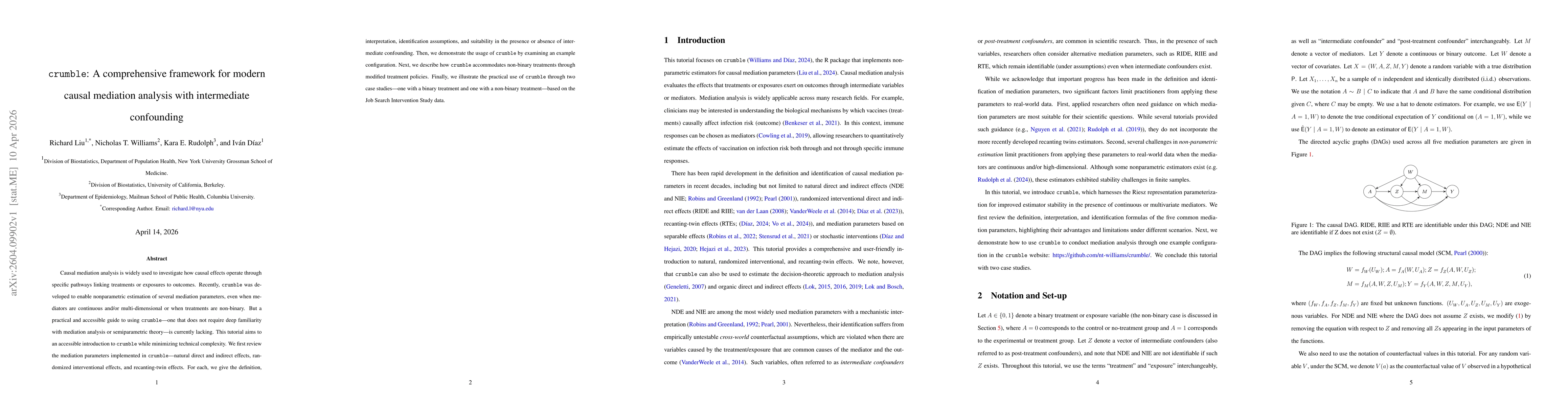 Thumbnail for crumble: A comprehensive framework for modern causal mediation analysis with intermediate confounding