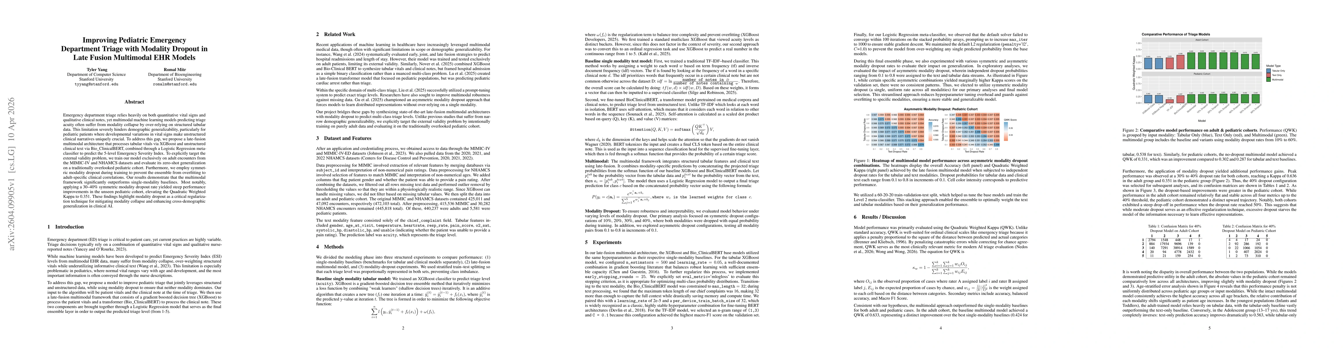 Thumbnail for Improving Pediatric Emergency Department Triage with Modality Dropout in Late Fusion Multimodal EHR Models