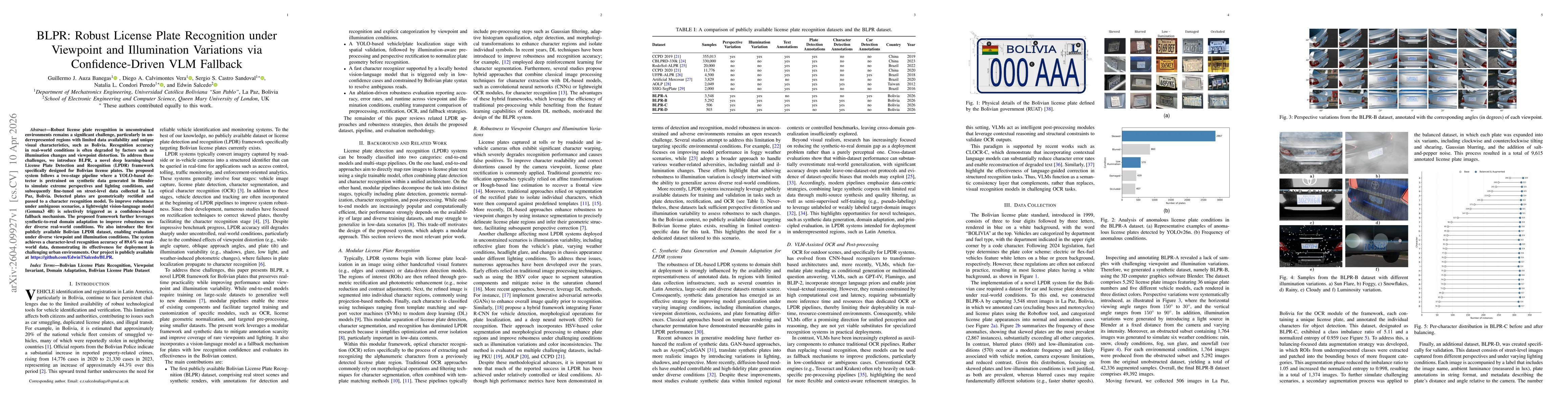Thumbnail for BLPR: Robust License Plate Recognition under Viewpoint and Illumination Variations via Confidence-Driven VLM Fallback