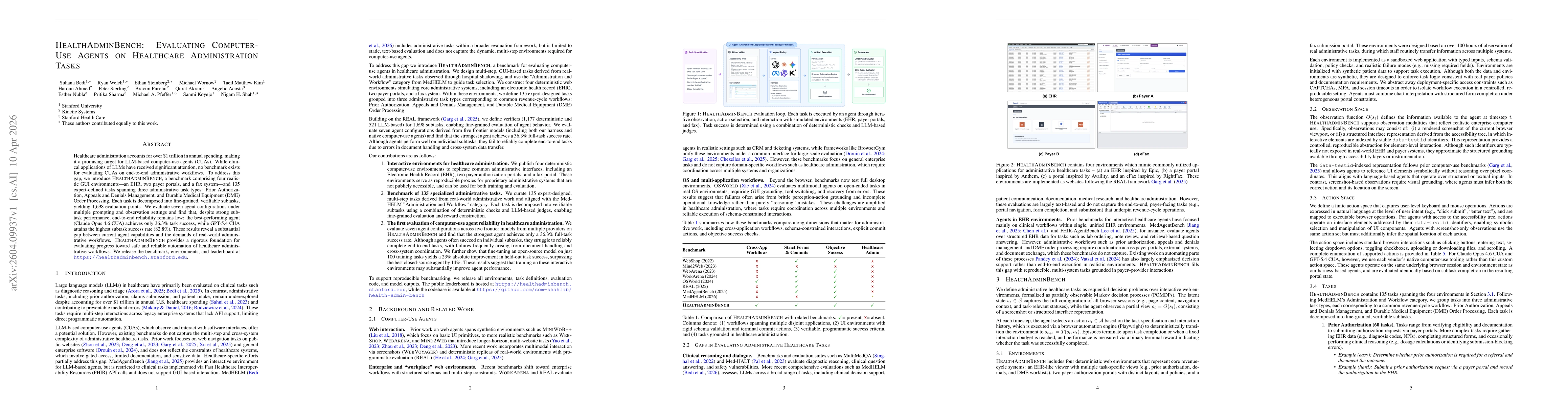 Thumbnail for HealthAdminBench: Evaluating Computer-Use Agents on Healthcare Administration Tasks