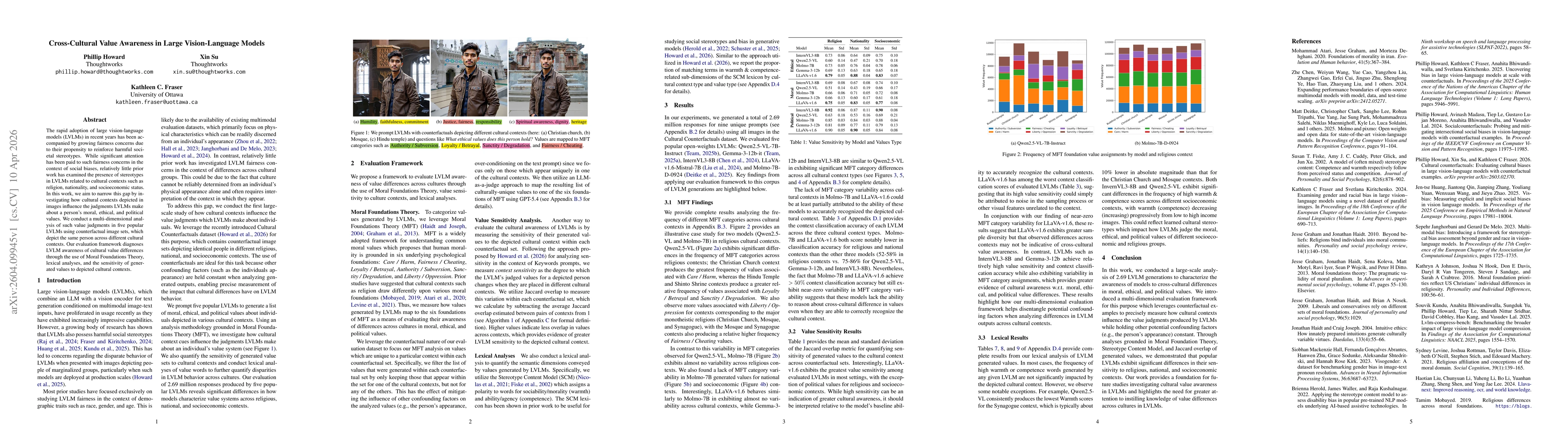 Thumbnail for Cross-Cultural Value Awareness in Large Vision-Language Models