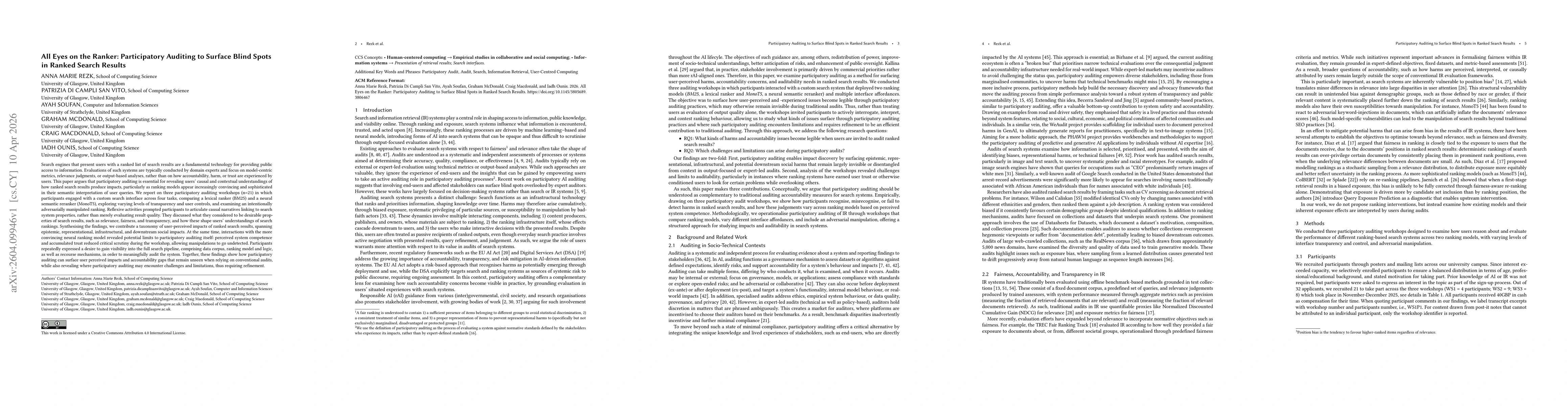 Thumbnail for All Eyes on the Ranker: Participatory Auditing to Surface Blind Spots in Ranked Search Results