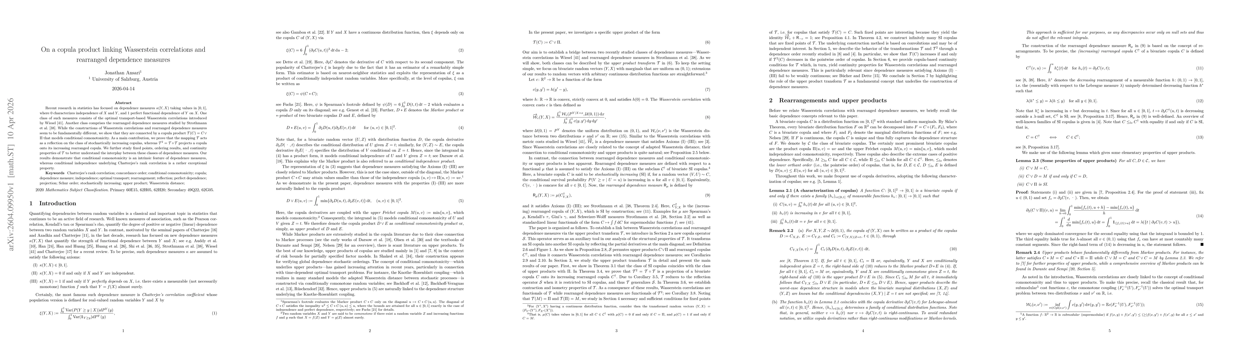 Thumbnail for On a copula product linking Wasserstein correlations and rearranged dependence measures