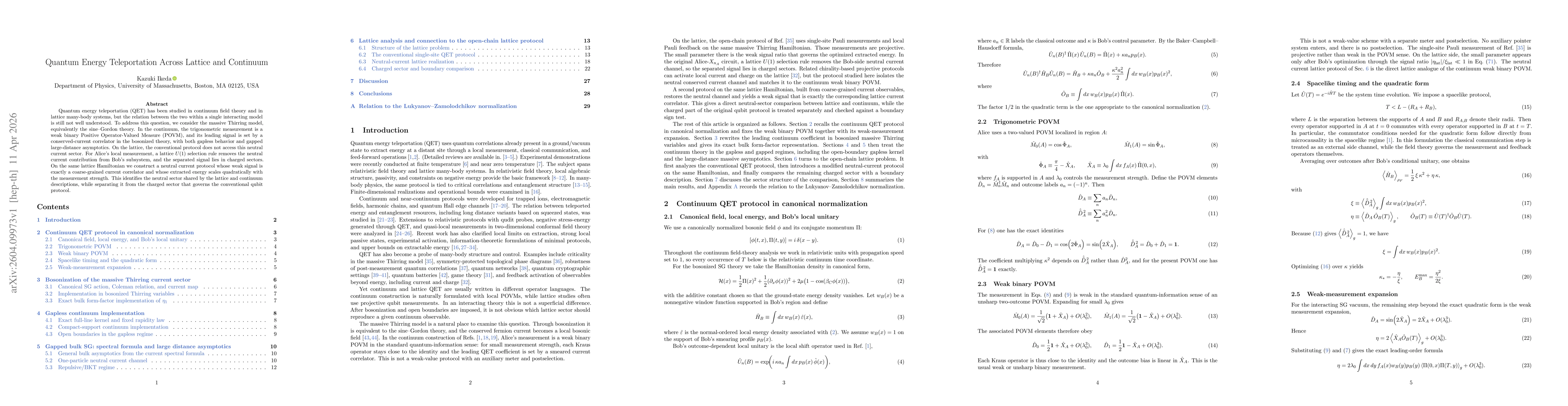 Thumbnail for Quantum Energy Teleportation Across Lattice and Continuum