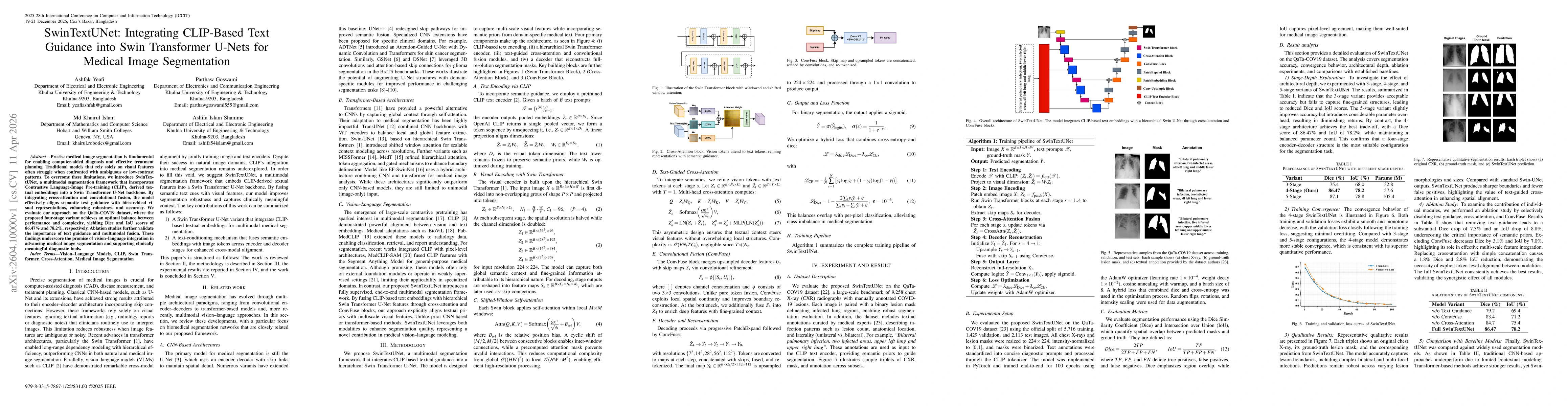 Thumbnail for SwinTextUNet: Integrating CLIP-Based Text Guidance into Swin Transformer U-Nets for Medical Image Segmentation