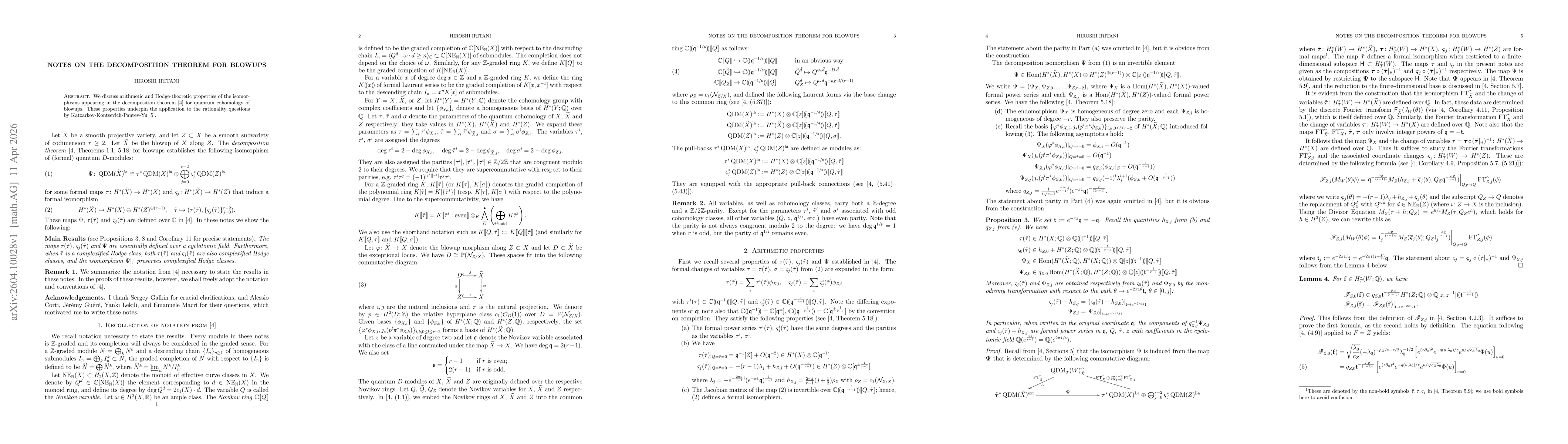 Thumbnail for Notes on the decomposition theorem for blowups
