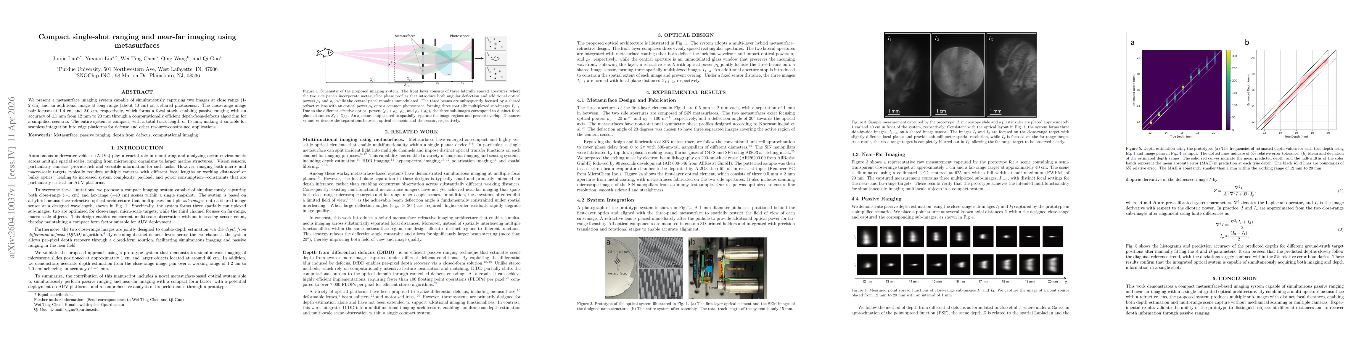 Thumbnail for Compact single-shot ranging and near-far imaging using metasurfaces