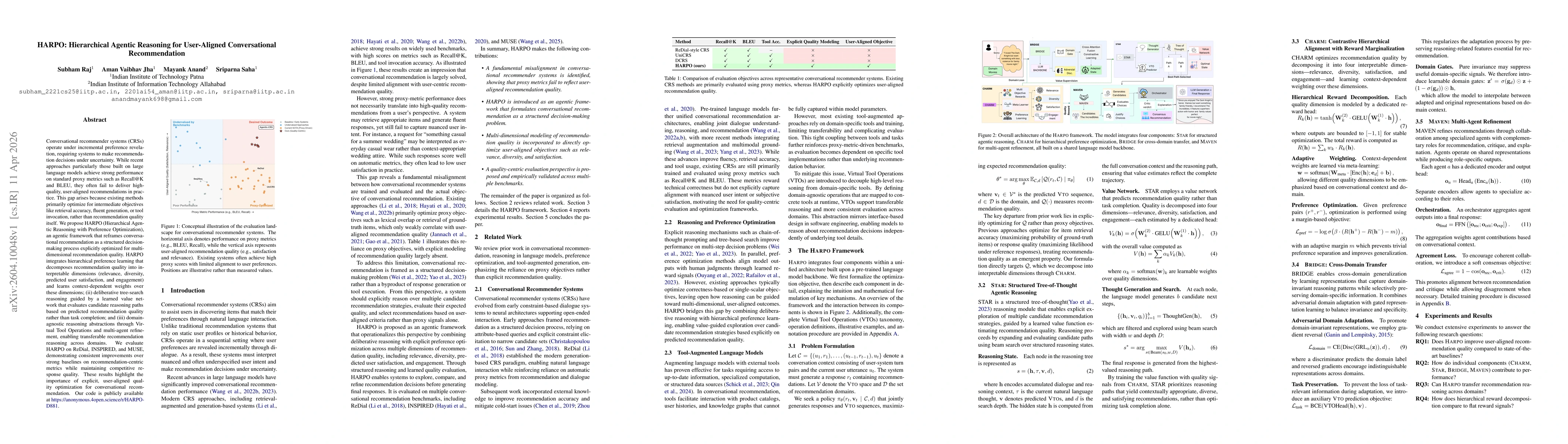 Thumbnail for HARPO: Hierarchical Agentic Reasoning for User-Aligned Conversational Recommendation