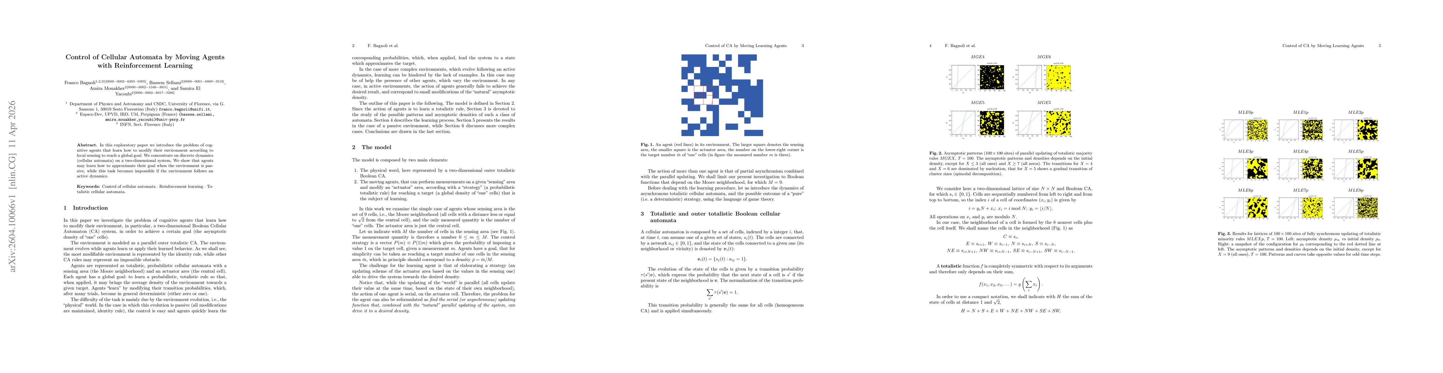 Thumbnail for Control of Cellular Automata by Moving Agents with Reinforcement Learning