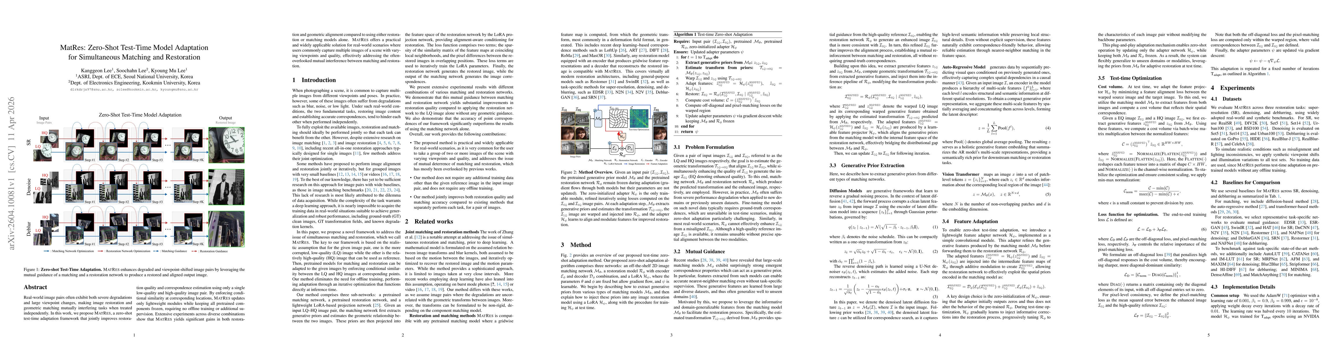 Thumbnail for MatRes: Zero-Shot Test-Time Model Adaptation for Simultaneous Matching and Restoration