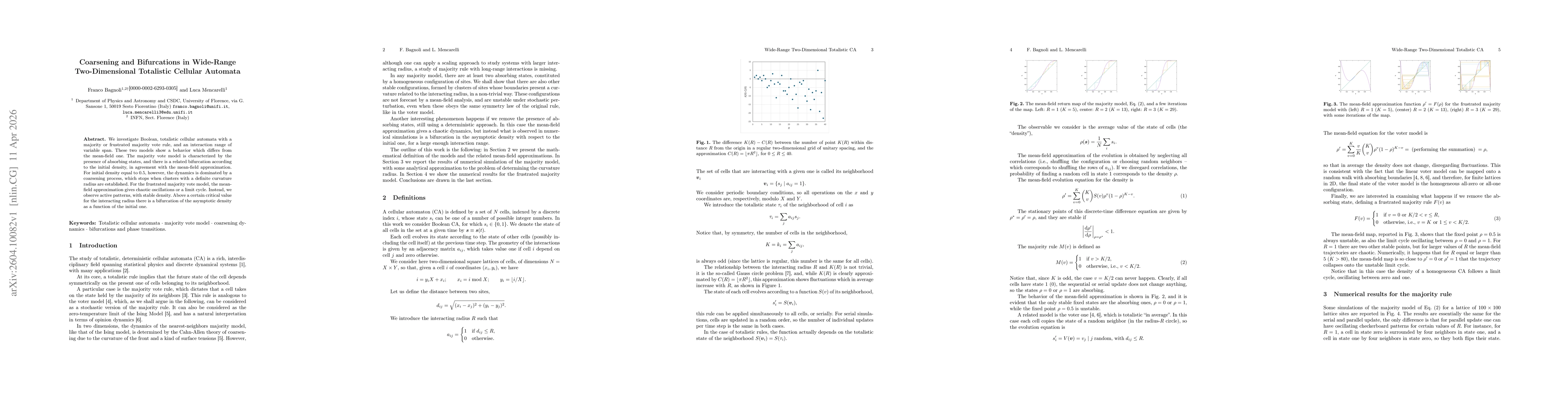 Thumbnail for Coarsening and Bifurcations in Wide-Range Two-Dimensional Totalistic Cellular Automata