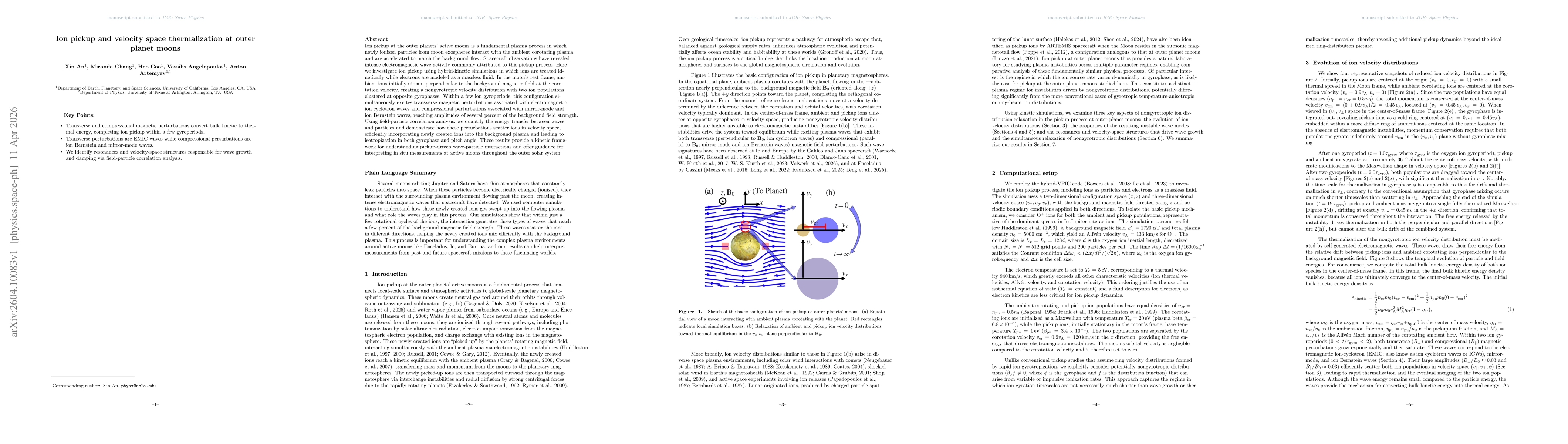 Thumbnail for Ion pickup and velocity space thermalization at outer planet moons