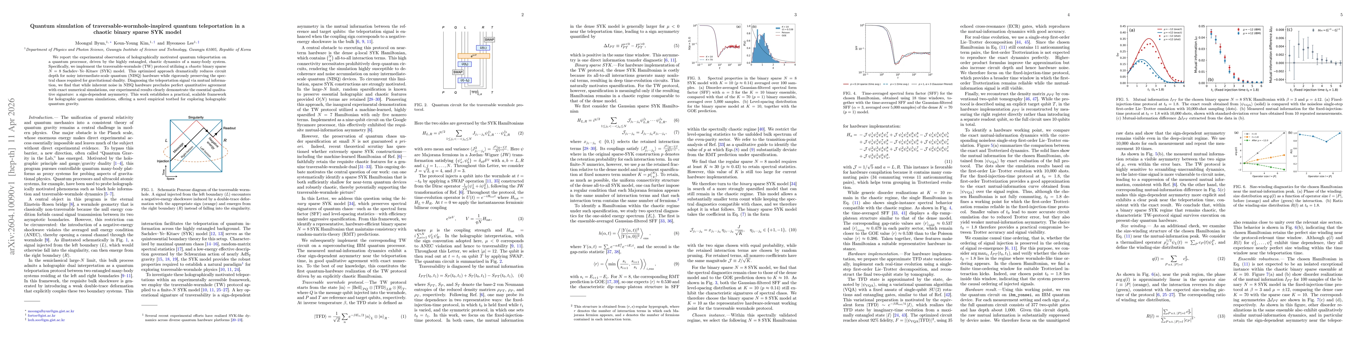 Thumbnail for Quantum simulation of traversable-wormhole-inspired quantum teleportation in a chaotic binary sparse SYK model