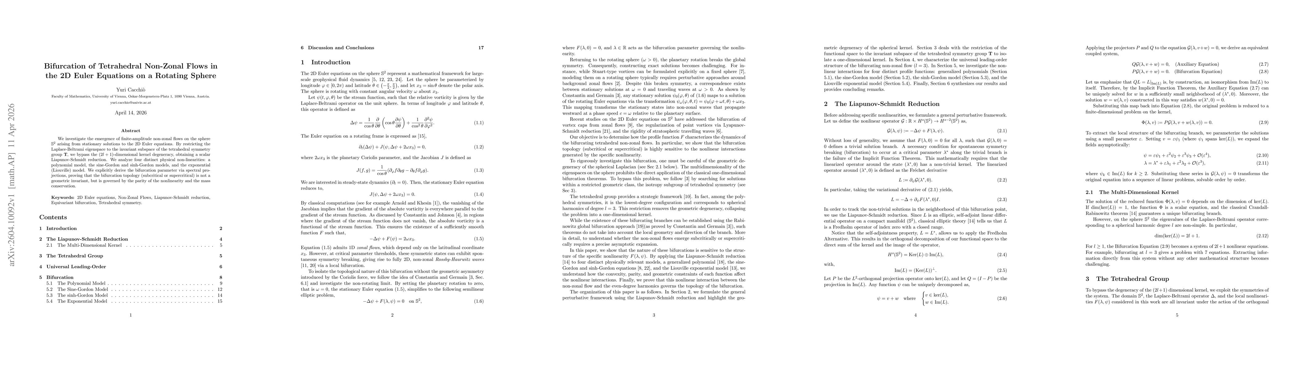 Thumbnail for Bifurcation of Tetrahedral Non-Zonal Flows in the 2D Euler Equations on a Rotating Sphere