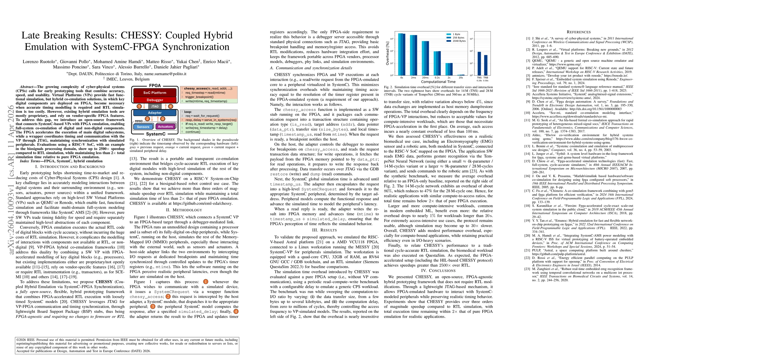 Thumbnail for Late Breaking Results: CHESSY: Coupled Hybrid Emulation with SystemC-FPGA Synchronization