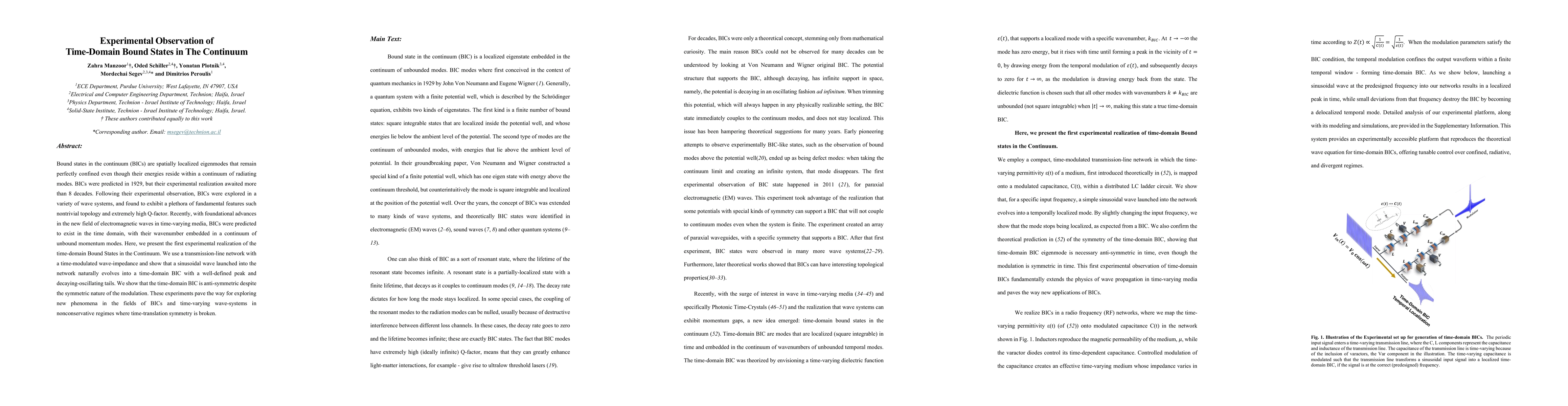 Thumbnail for Experimental Observation of Time-Domain Bound States in The Continuum
