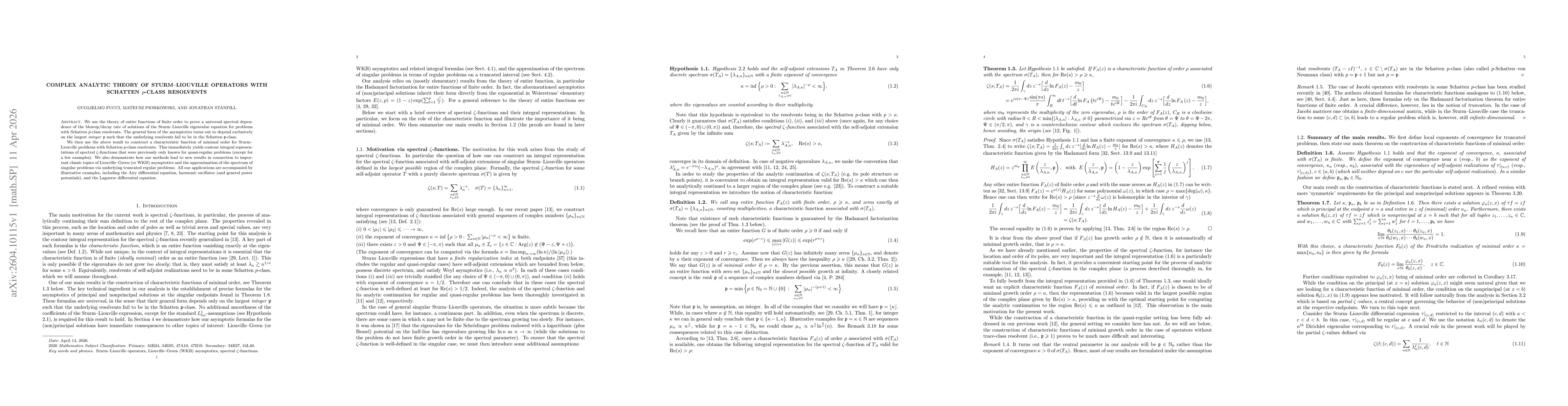Thumbnail for Complex analytic theory of Sturm-Liouville operators with Schatten $p$-class resolvents